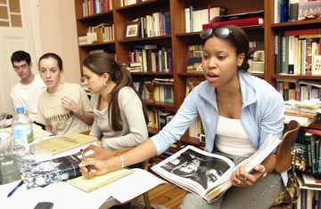 students in a library 