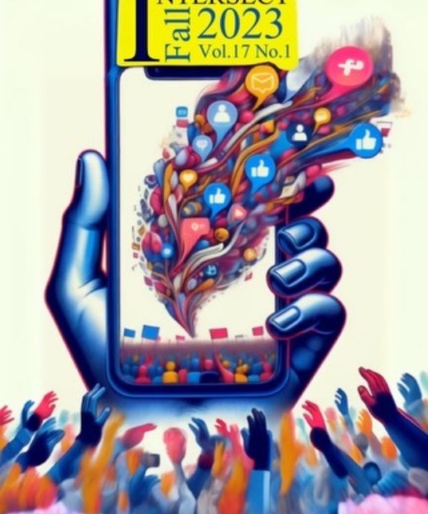 a hand holding a cell phone with social media logo balloons drifting off the screen